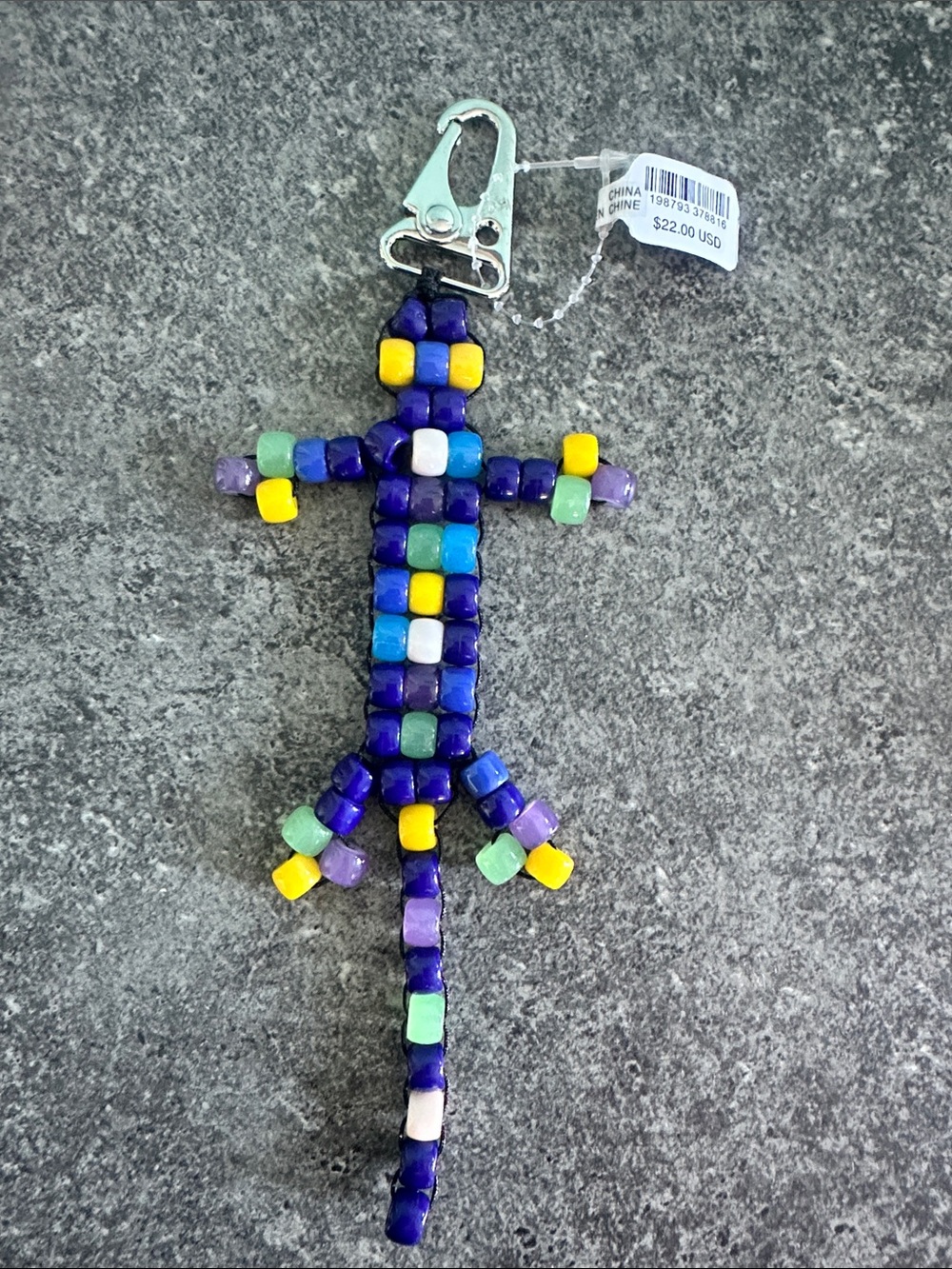 Free People Beaded Lizard Keychain - Blue, Yellow, Green, Purple, White